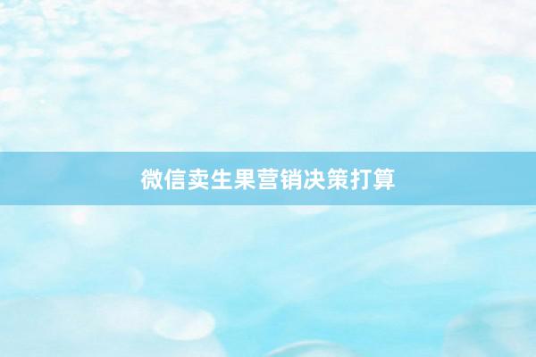 微信卖生果营销决策打算